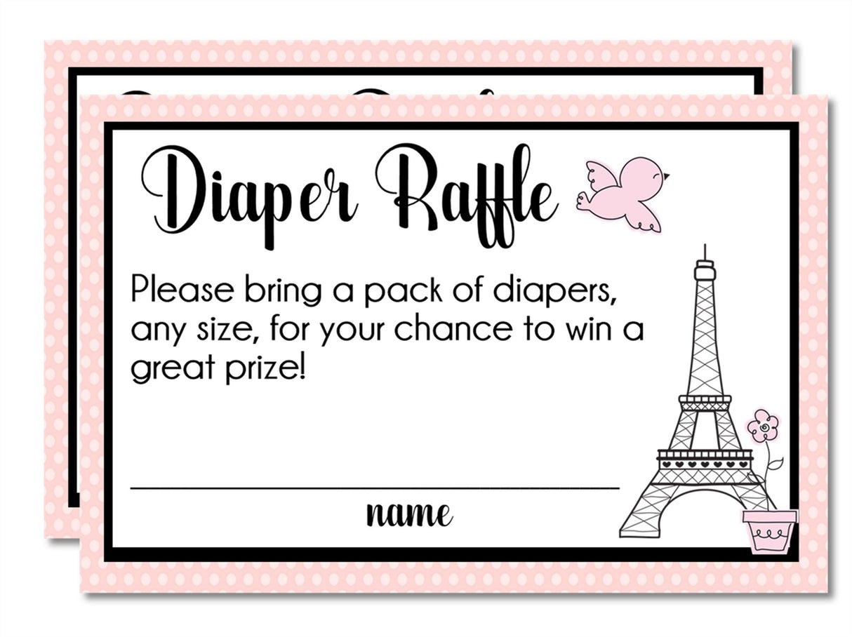 Paris Baby Shower Diaper Raffle Tickets Printable PDF Download
