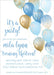 Pastel Blue And Gold Balloon Birthday Party Invitations