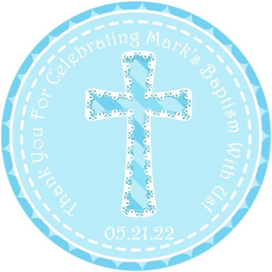 Pastel Blue And White Baptism Stickers