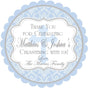 Pastel blue baby dedication sticker with cross and custom name