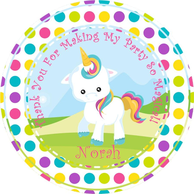 Pastel polka dot unicorn birthday sticker design