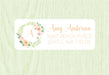 Peach Floral Initial Monogram Address Labels