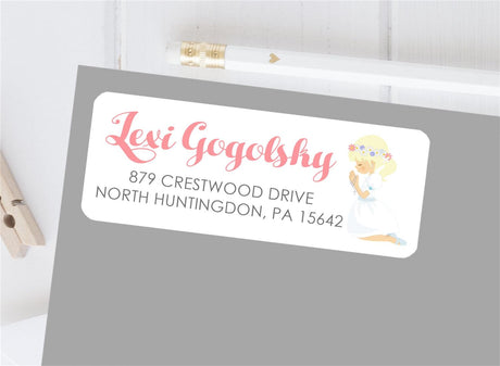 Personalized First Communion address stickers for envelopes