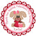 Personalized Valentine puppy cupcake sticker with pink bow