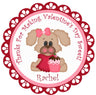 Personalized Valentine puppy cupcake sticker with pink bow