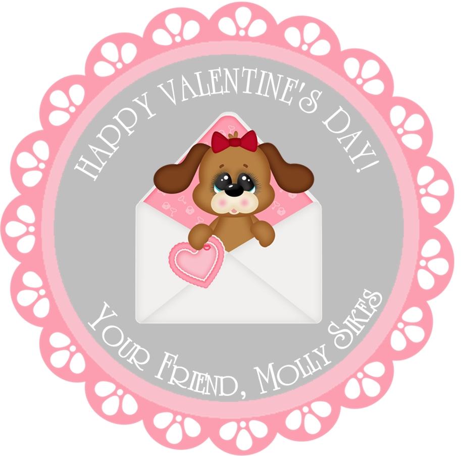 Personalized Valentine puppy envelope sticker