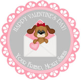 Personalized Valentine puppy envelope sticker
