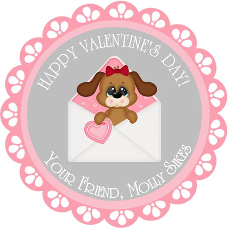 Personalized Valentine puppy envelope sticker