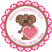 Personalized Valentine puppy sticker with pink heart