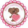 Personalized Valentine puppy sticker with pink heart