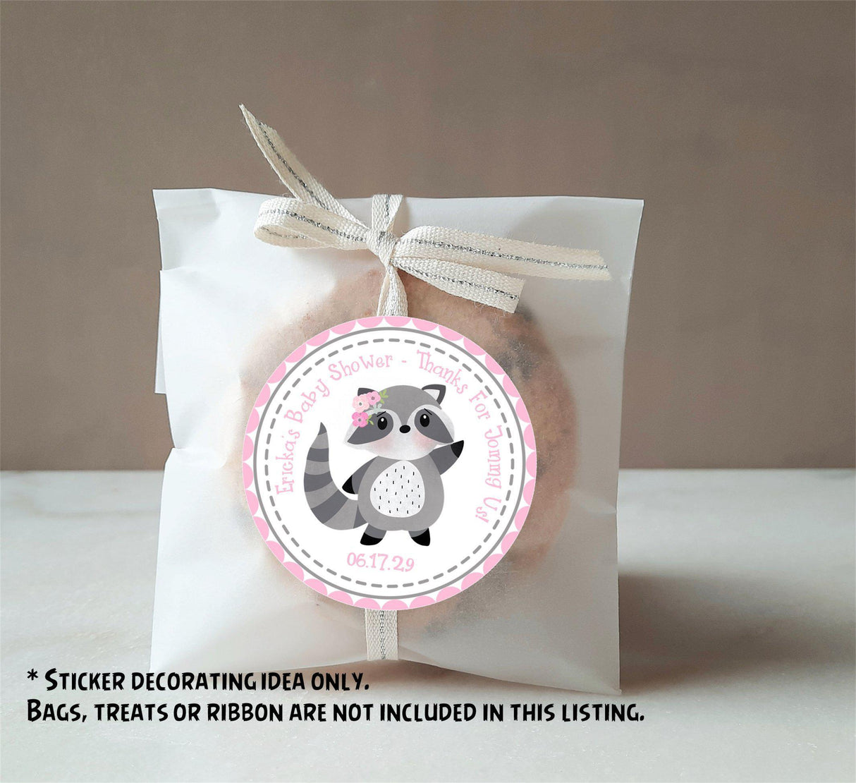 Personalized baby shower favor stickers for woodland themes