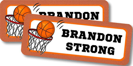 Personalized basketball themed school name label