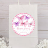 Personalized butterfly birthday favor sticker with butterflies