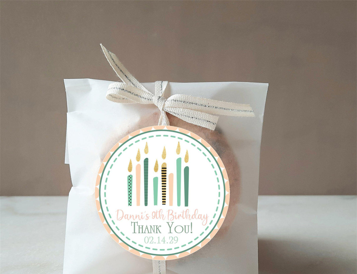 Personalized candle themed party sticker