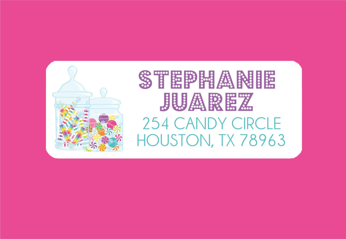 Personalized candy themed address labels