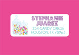 Personalized candy themed address labels