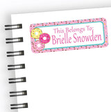 Personalized donut school labels featuring colorful donut illustrations