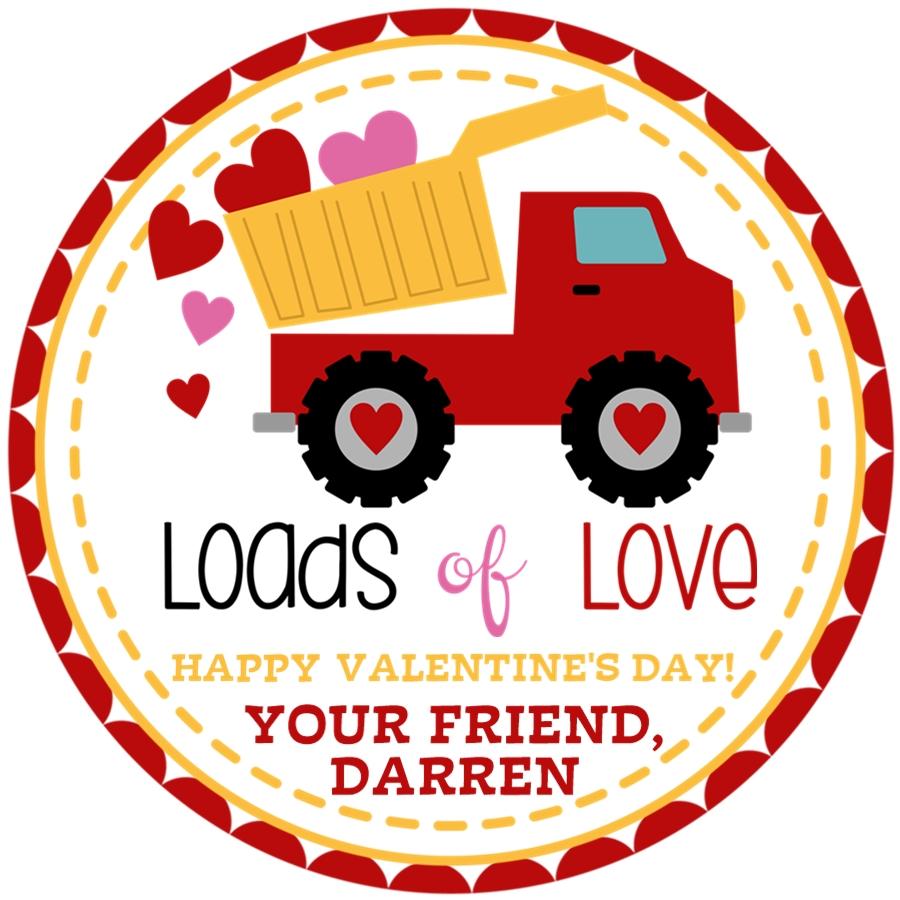 Personalized dump truck Loads of Love Valentine sticker