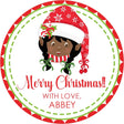Personalized elf Christmas label for gift packaging