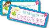 Personalized fairy name stickers for kids school supplies