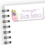 Personalized floral back to school name label with pink and lavender flowers