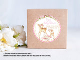 Personalized floral woodland baby shower favor stickers.