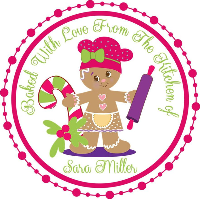 Personalized gingerbread holiday baking sticker