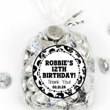 Personalized gothic skull sticker for birthday favors