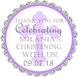 Personalized lavender Christening favor stickers