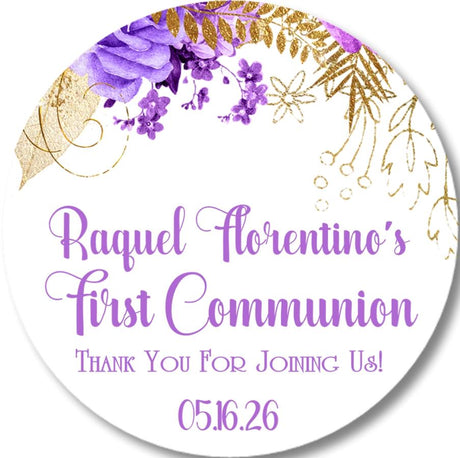 Personalized lavender communion favor label