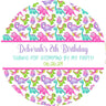 Personalized pink and purple dinosaur party favor label