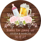 Personalized pink floral baby shower labels