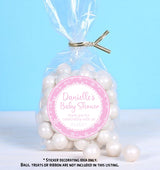 Personalized pink winter baby shower favor sticker