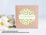 Housewarming sticker on favor bag – modern beige and green design