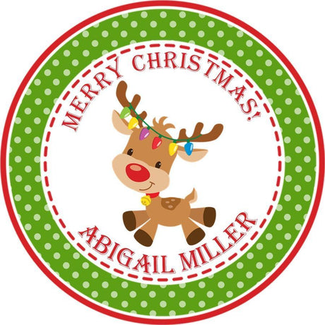 Personalized reindeer sticker for Christmas gifts and favors