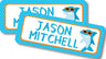 Personalized shark school label featuring ocean themed illustration