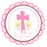 Personalized sisters First Holy Communion sticker