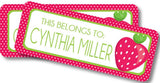 Personalized strawberry themed school labels