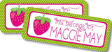 Personalized strawberry themed school supply labels