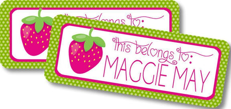 Personalized strawberry themed school supply labels