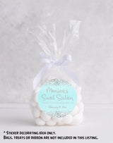 Personalized turquoise birthday favor sticker