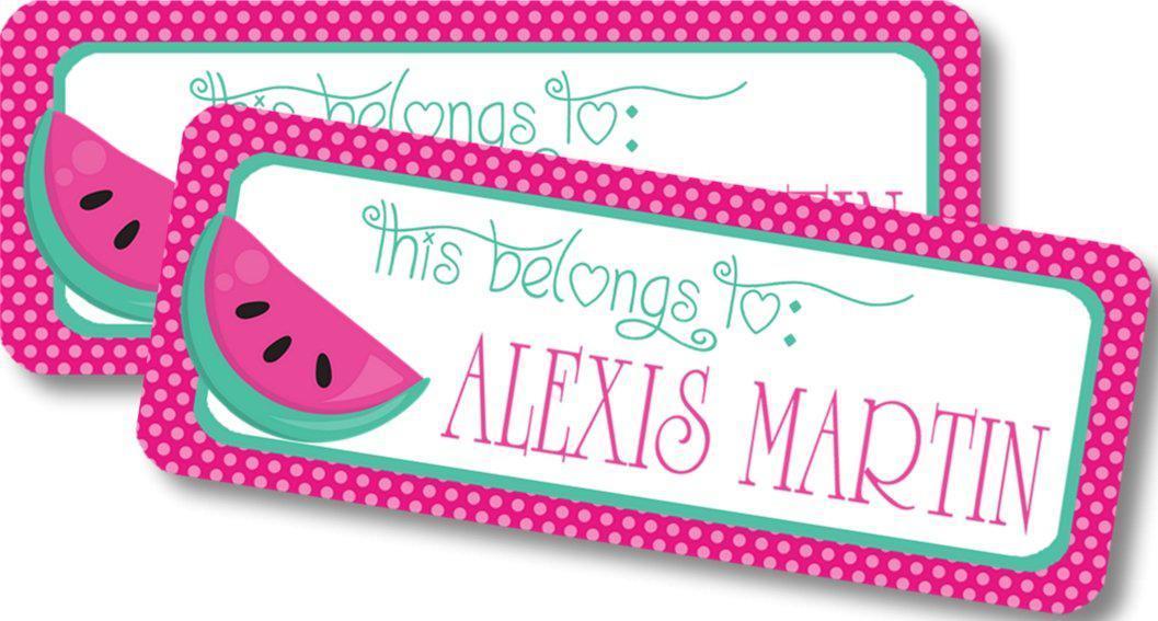 Personalized watermelon themed school supply labels