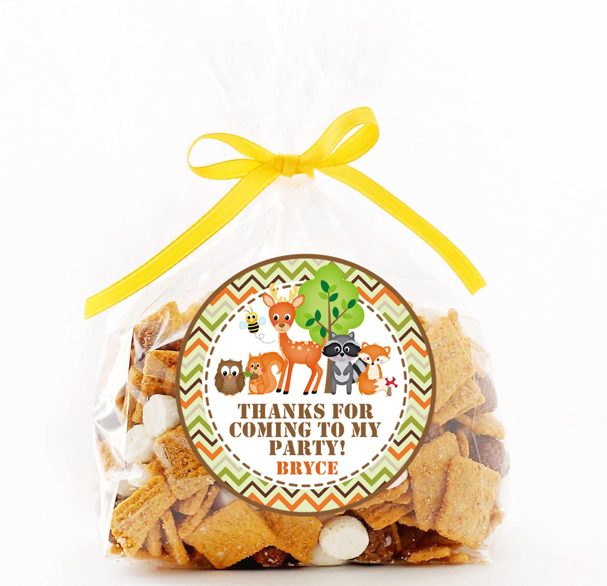 Personalized woodland birthday sticker for kids