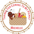 Picnic party stickers with ant and picnic basket