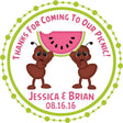 Picnic party stickers with ants holding watermelon