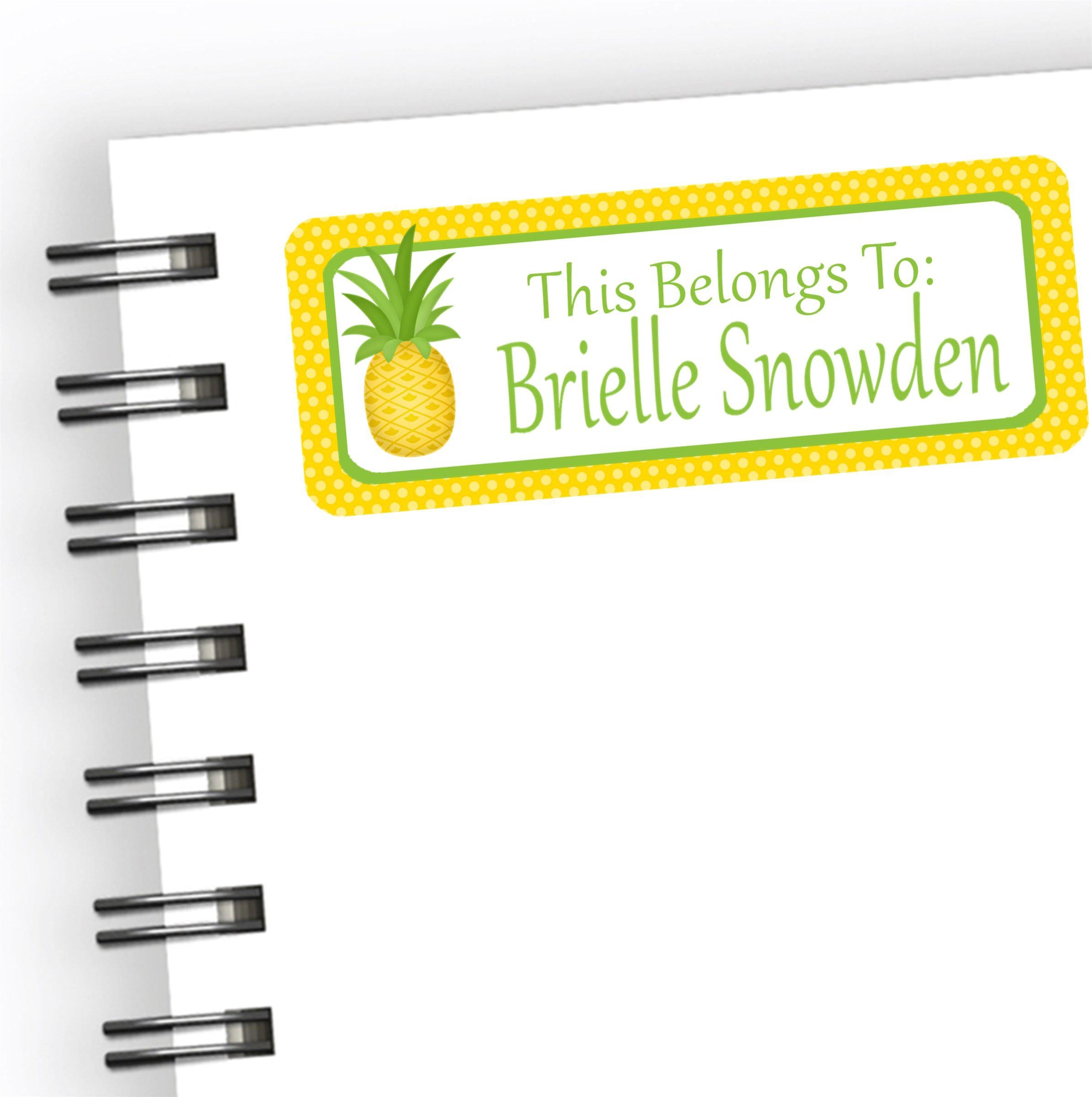 Pineapple Back To School Supply Name Labels