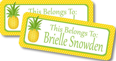 Pineapple Back To School Supply Name Labels