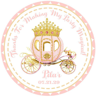 Pink And Gold Princess Birthday Party Stickers