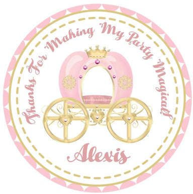 Pink And Gold Princess Birthday Party Stickers