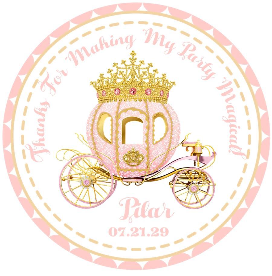 Pink And Gold Princess Birthday Party Stickers